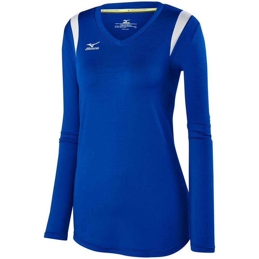 Maglia Mizuno Pallavolo Balboa 5.0 Long Sleeve Donna - Blu Reale/Argento - 60859-MVCI